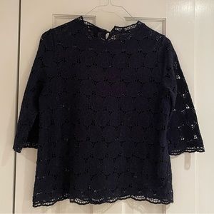 J. Crew Collection Cotton Lace 3/4 Sleeve Navy
Top